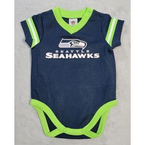 Gerber NFL Team Apparel Seattle Seahawks 0-3 M Blue Bodysuit Baby Jersey 12